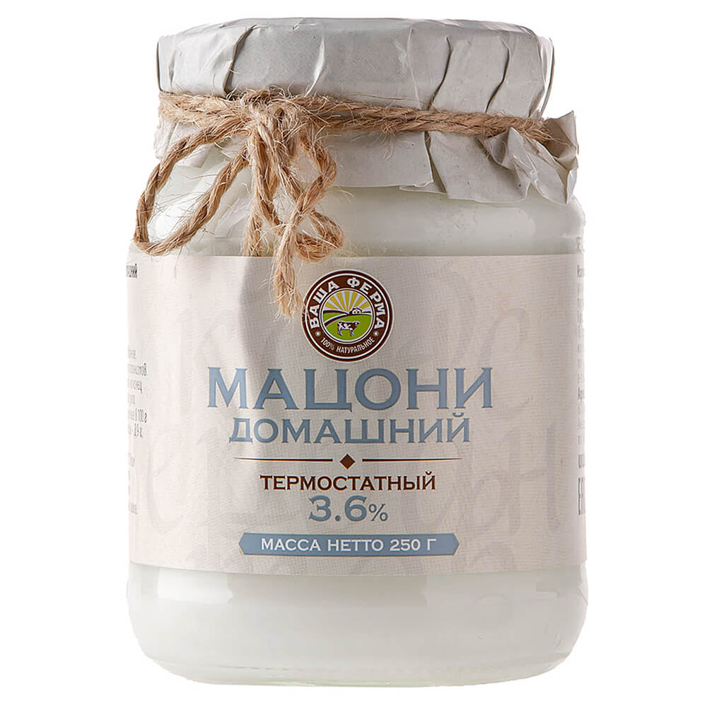 Мацони домашний 3.6 %  «Ваша Ферма»  250 г.