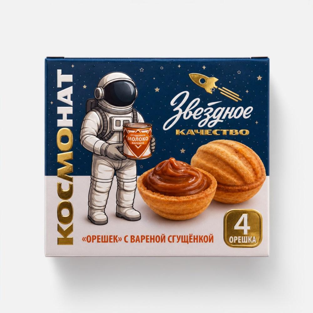 Пирожное КОСМОНАТ «орешек» с вареным  кремом.