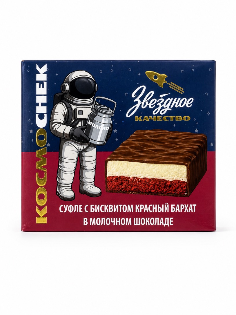 Суфле с бисквитом красный бархат в молочном шоколаде